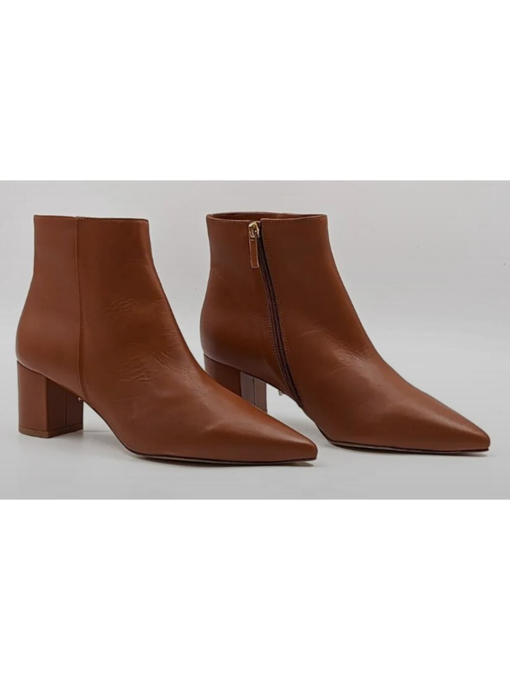 L'AGENCE Jeanne II Leather Ankle Bootie Cognac Brown Size 9.5 NWOT